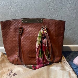 Patricia Nash Brown Leather Tote with Textured Design